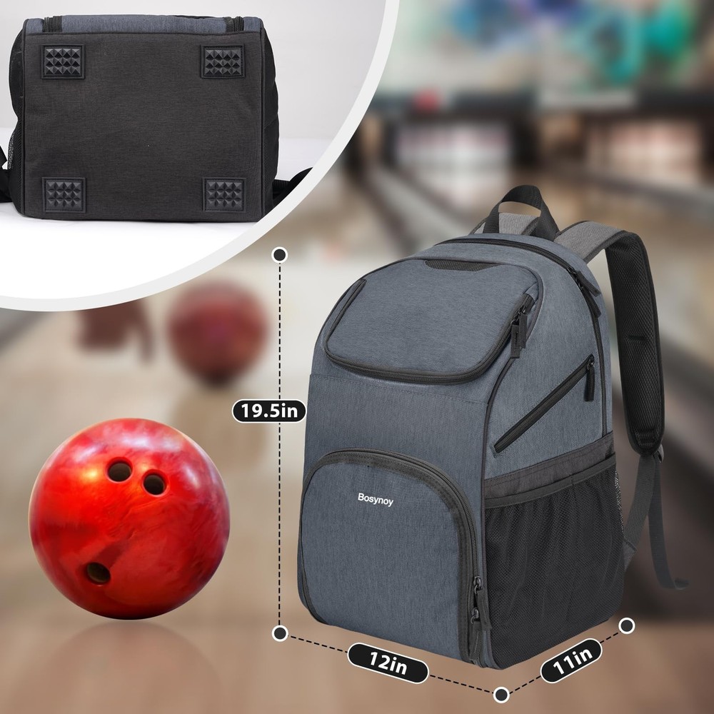 Bowling Backpack, Bowling Ball Bag Totes for Single Ball with Shoe Compartmen...