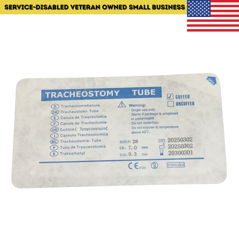 10-Pack – Size 7.0mm Cuffed Tracheostomy Tubes with Disposable Inner Cannula (St