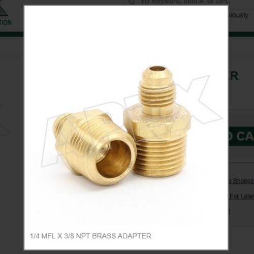 1/4 MFL X 3/8 NPT BRASS ADAPTER APX# 48-46, SID# W3-79