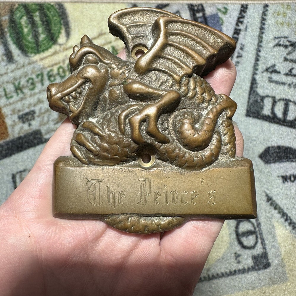 Vintage 1984 Carruth Solid Brass Dragon Door Knocker -Wall Decor