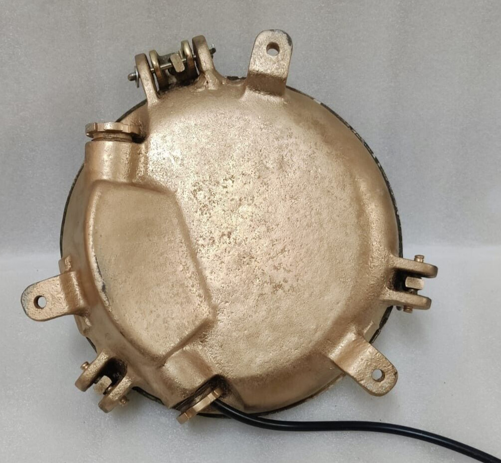 Vintage original Brass Cage&Iron Base Bulkhead passageway Light 2PC.