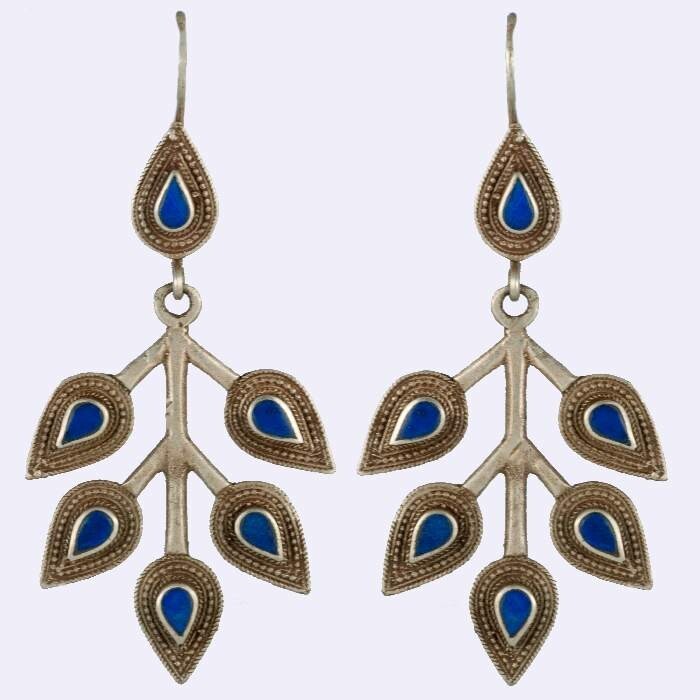 Afghan Silver and Lapis Lazuli Earrings