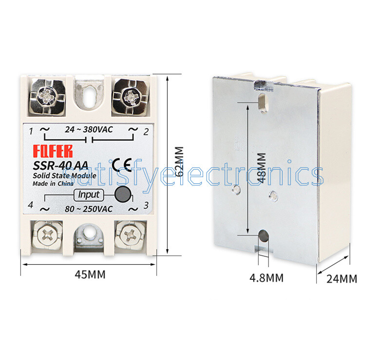 1PCS SSR-40AA 40A Solid State Relay Module 80-250V AC / 24-380V AC NEW