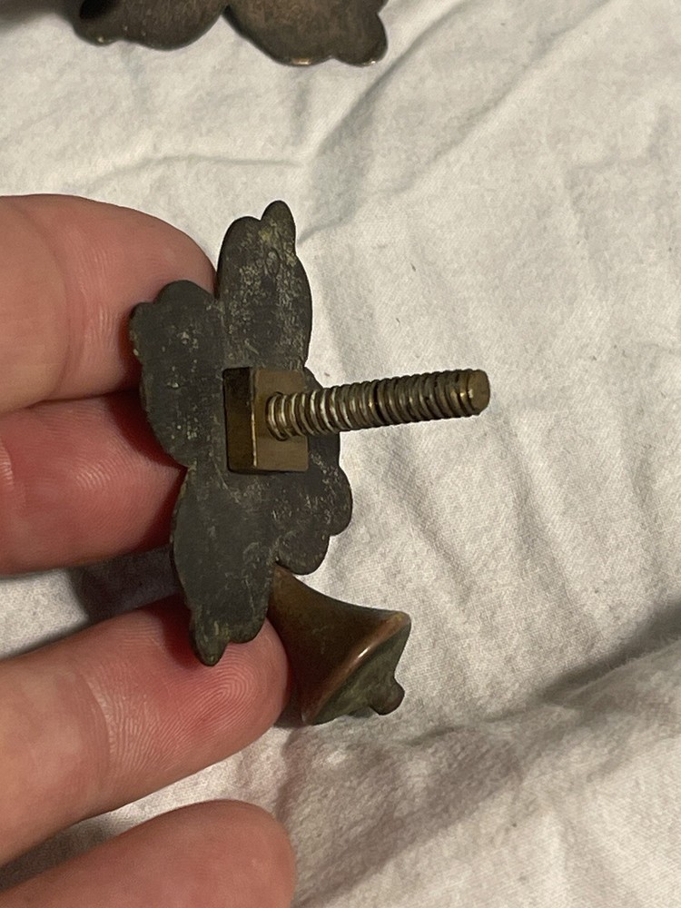 PAIR Early Antique Period Primitive Brasses Bronze Drawer Pulls