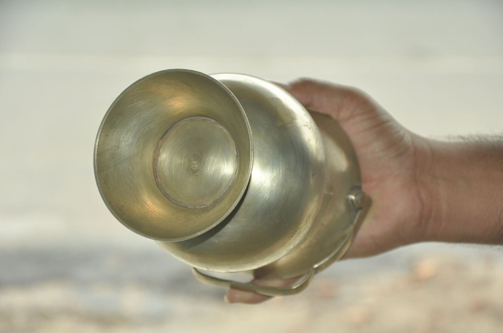 Vintage Brass Engraved Handcrafted Unique Shape Ice Cube Bucket/Box