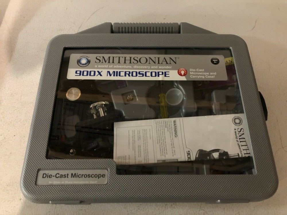 Smithsonian Microscope Kit STEM Mag 150x/450x/900x w/Light & PARTIAL Accessories