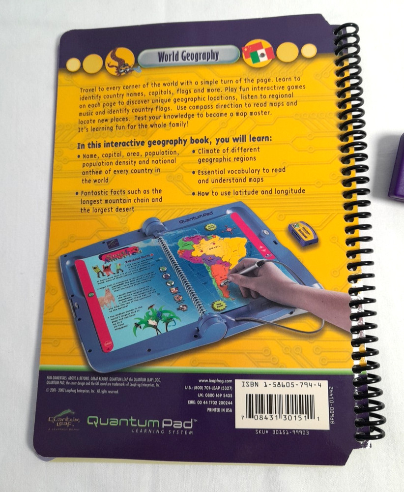 Quantum Leap Pad World Geography 3rd-5th Interactive Book & Cartridge