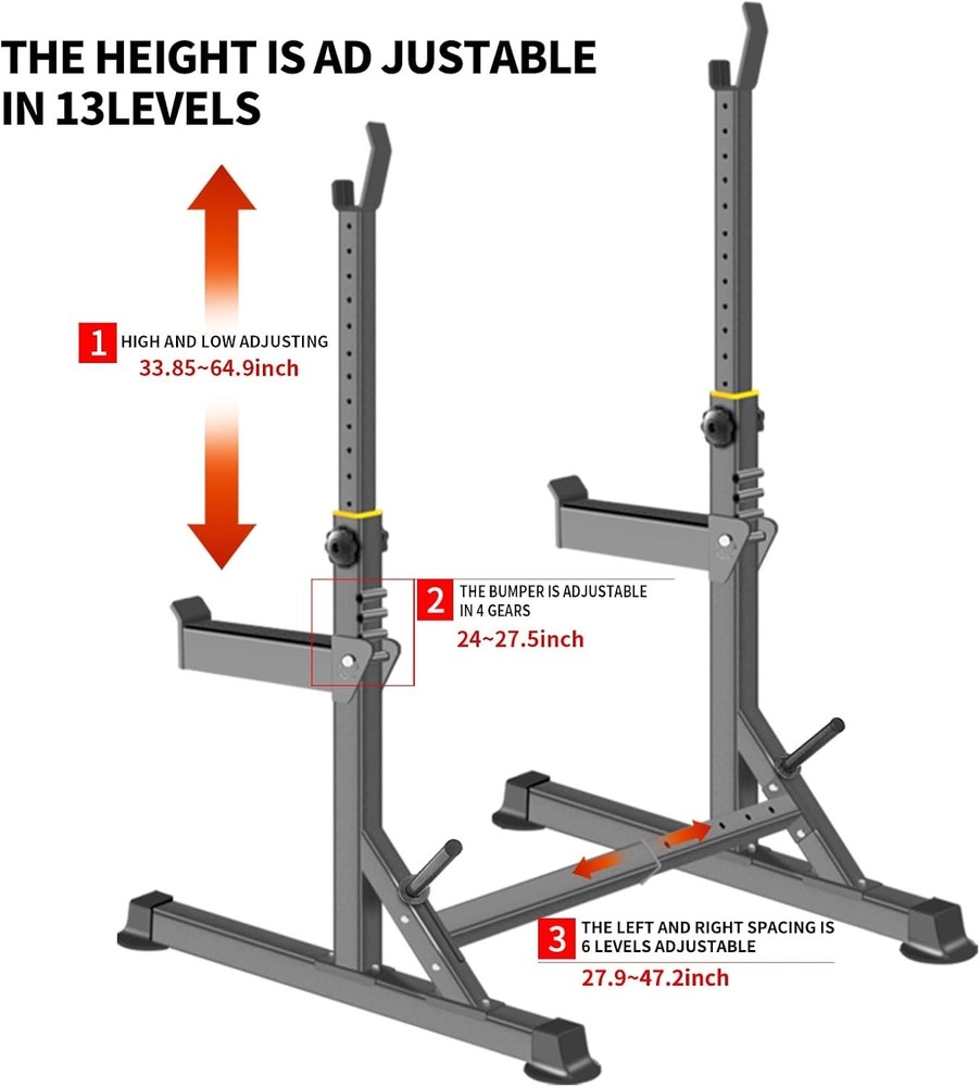 Adjustable Squat Rack – Multi-Function Barbell Rack for Home Gym & Weightlifting