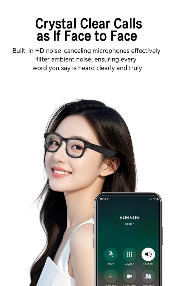 AI Smart Glasses 8MP Camera 4K Video Real Time Translator Image Recognition