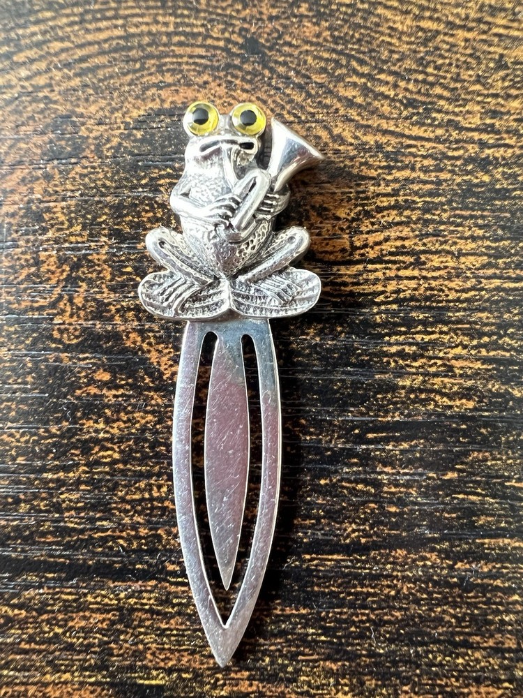 Sterling 925 Solid Silver Frog Toad Bookmark 6cm Booktok Beautiful Gift