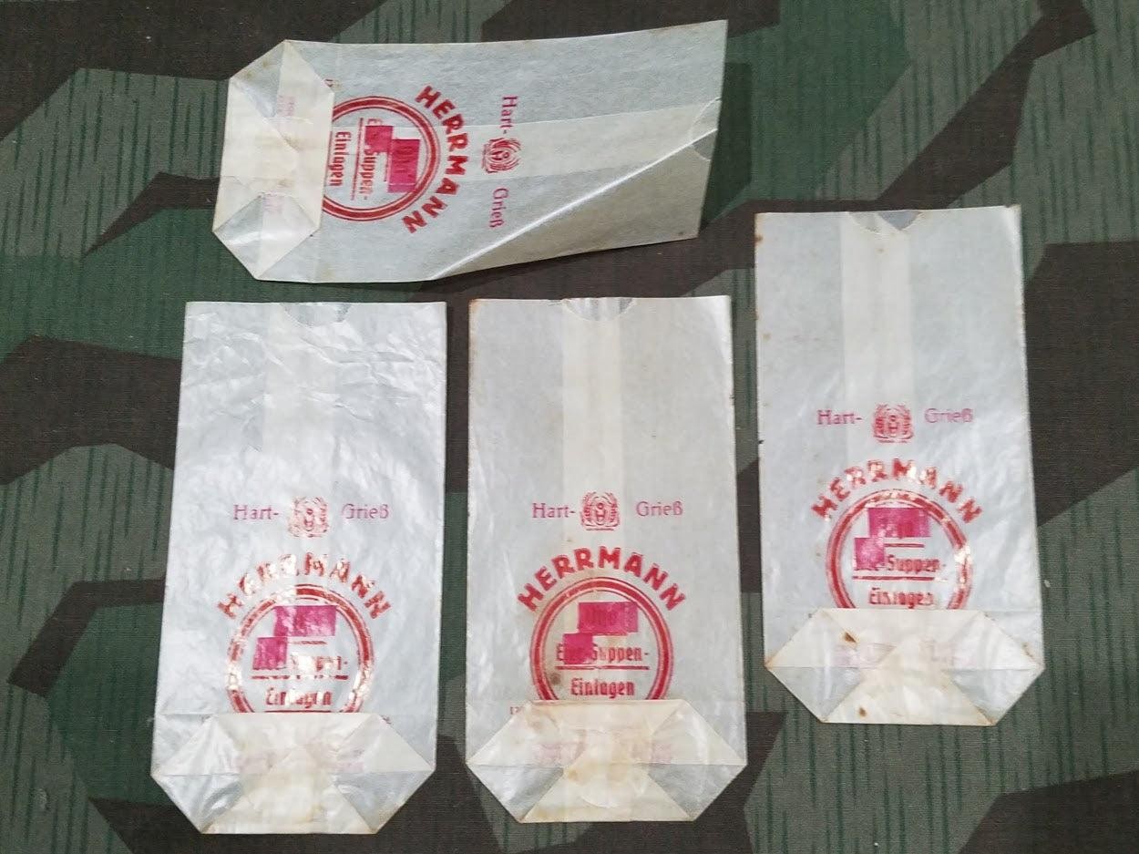 Vintage WWII German Egg Semolina Noodle Soup Bags (Lot of 2) 1940s Rationing Bag