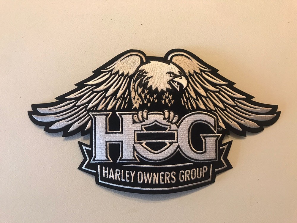 Large 10 3/4" Harley Davidson Owners Group Patch HOG Eagle Jacket White Wings