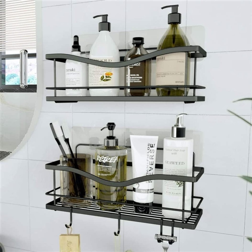 Premium Shower Caddy Organizer - No Drill, Self-Adhesive, Rustproof Stainless St