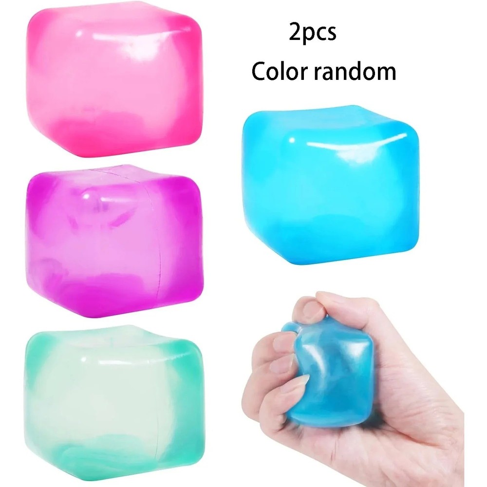 2pcs High Density Gel Ice Cube Square Decompression Vent Toy Squishy Stress Ball
