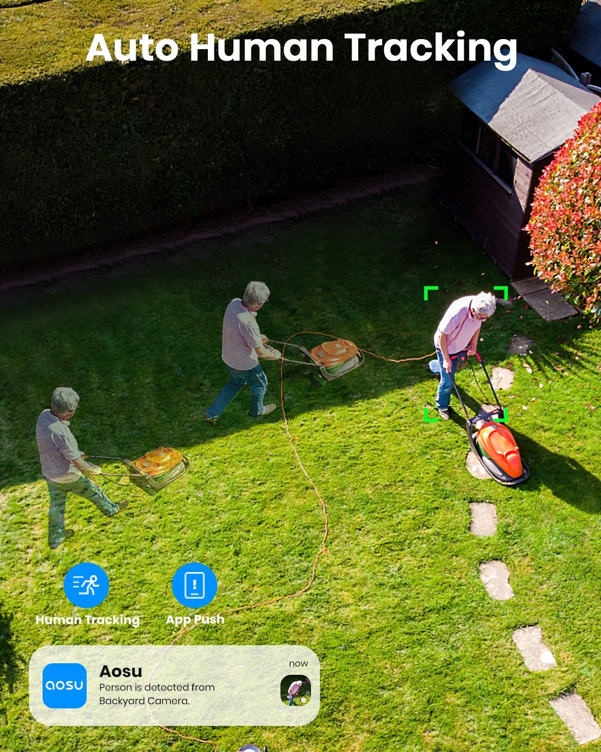 AOSU Solar Security Camera Wireless Outdoor 3KSurveillance work with Alexa,2pack