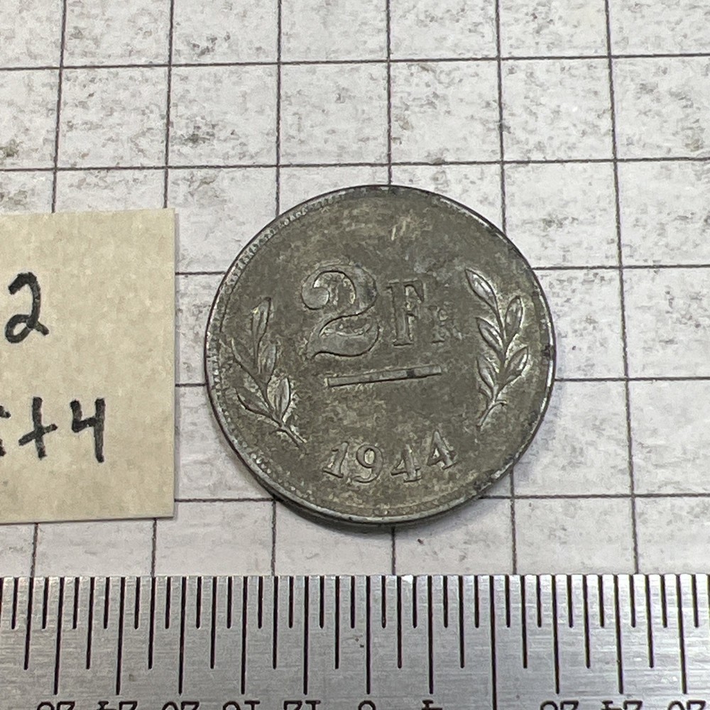 1944 Belgium 2 Franc Coin