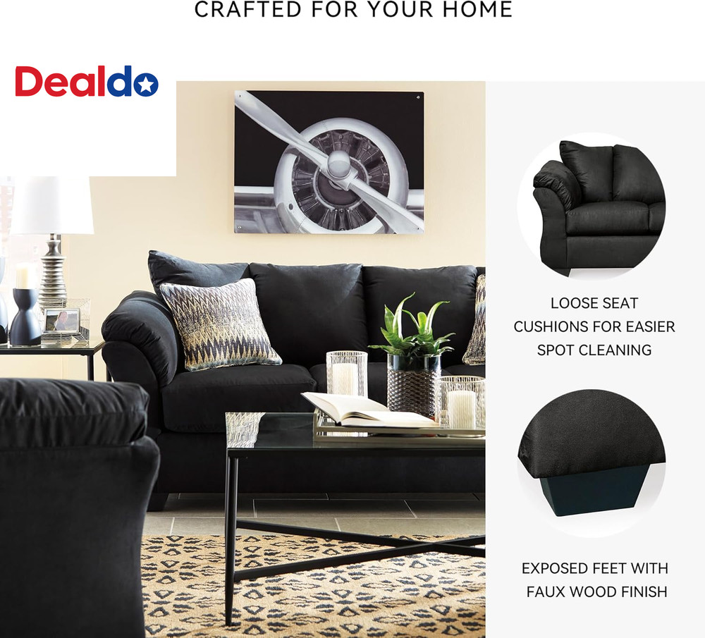 Darcy Classic Contemporary Sofa, Black