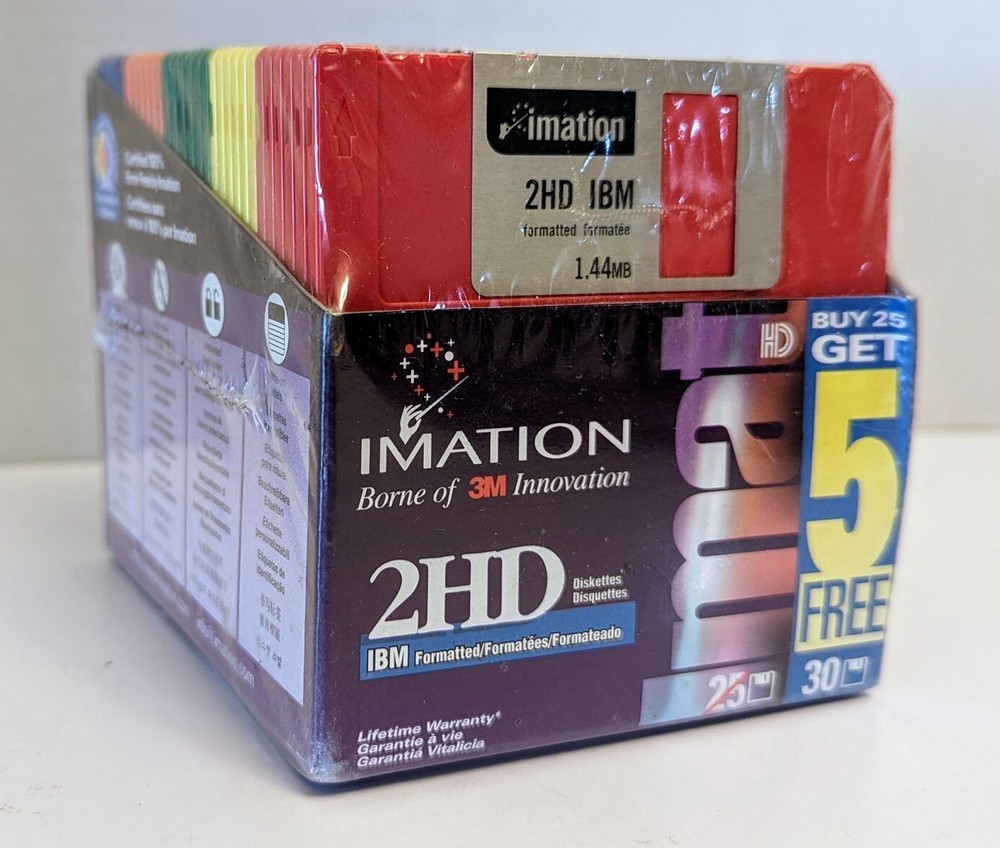 Imation IBM 30 Formatted 1.44MB Rainbow Diskettes New Sealed