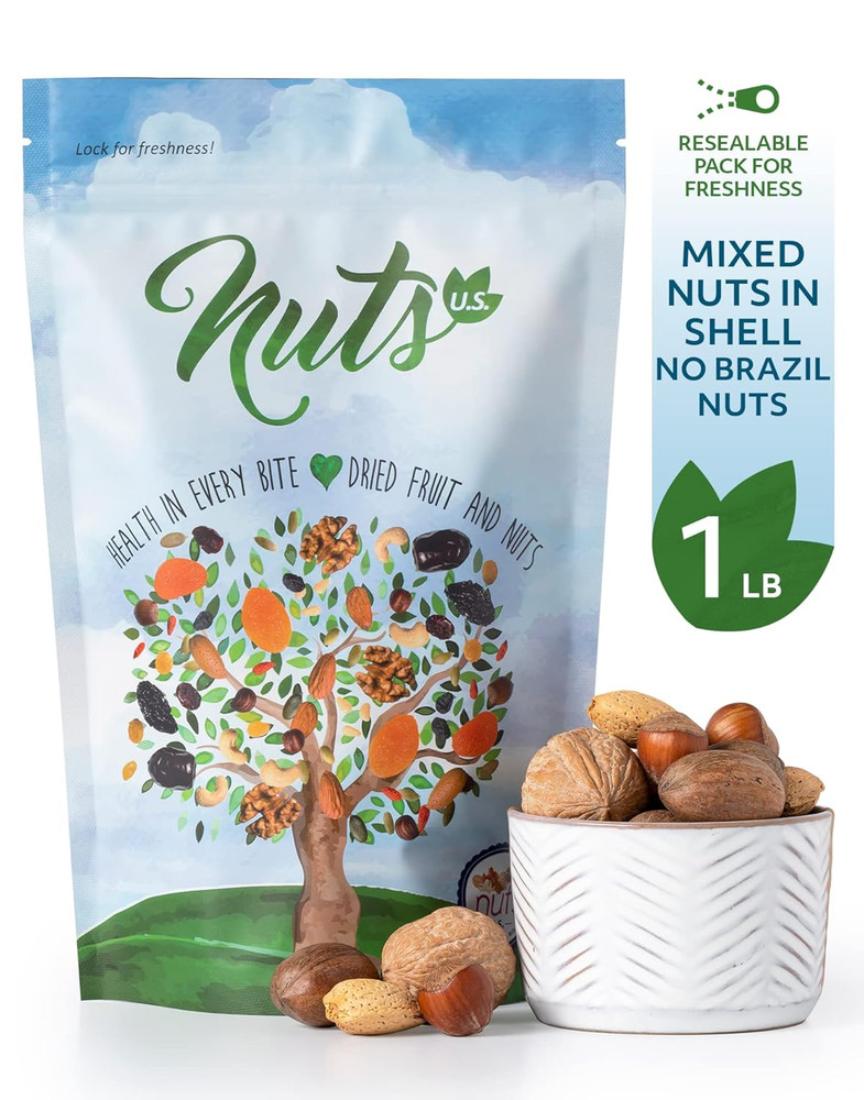 NUTS U.S. – Mixed Nuts in Shell (Almonds, Walnuts, Hazelnuts, Pecans) | No Added