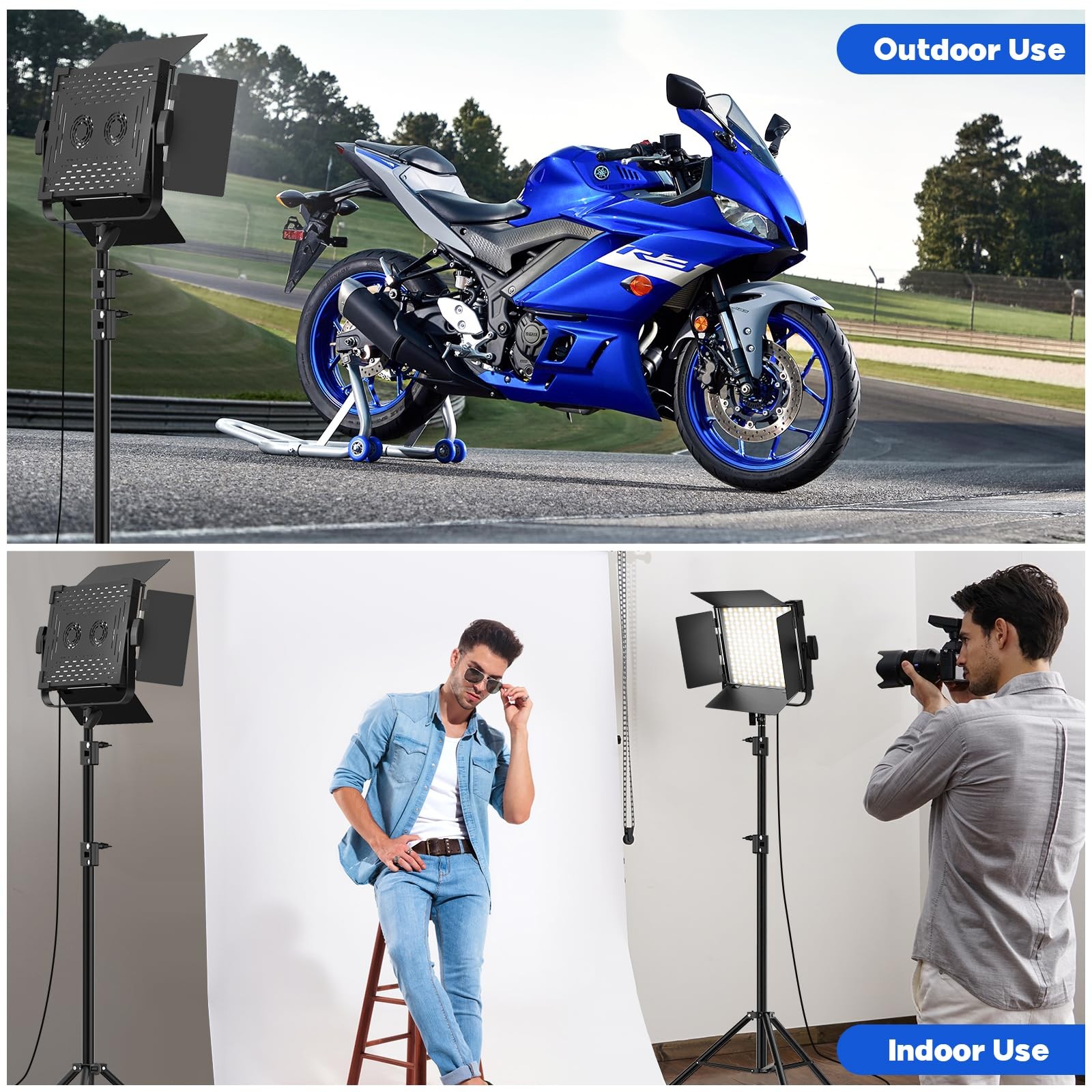 Photography Video Lighting Kit, Upgraded Bi-Color LED Video Studio Lights wit...