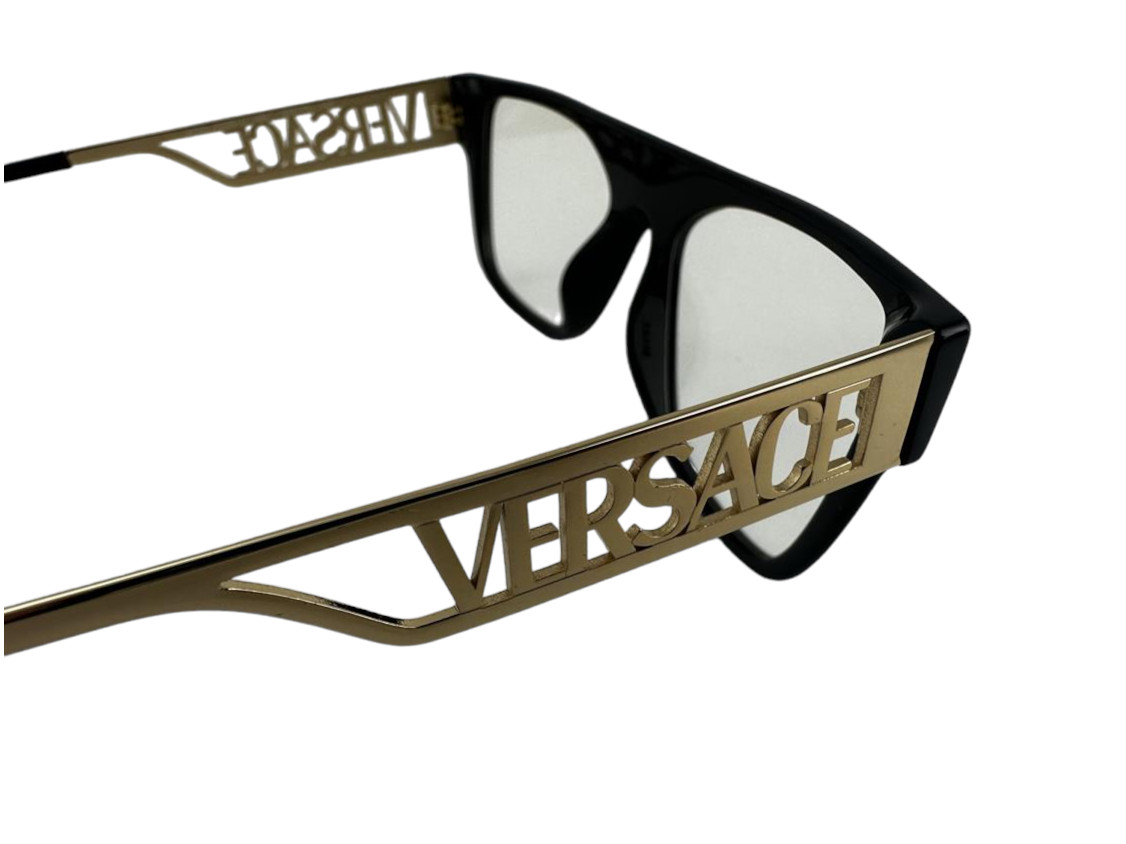 Versace NEW Black Retro Flat Top Frames Gold Mens 55-19-145 Eyeglasses VE3326U