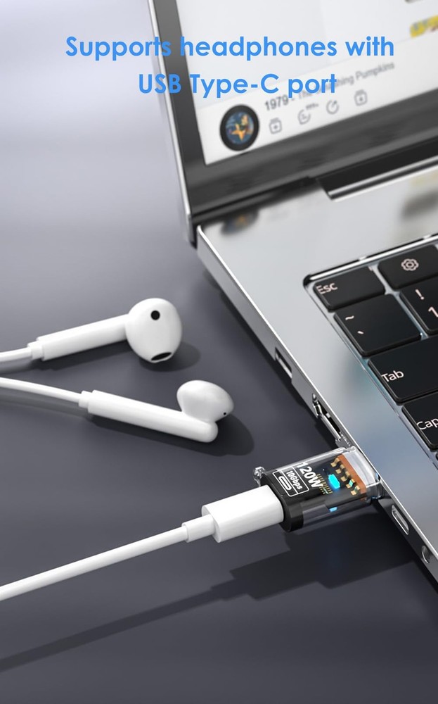 USB to C Adapter (2 Pack), Type C USB-A Adapter, Translucent black