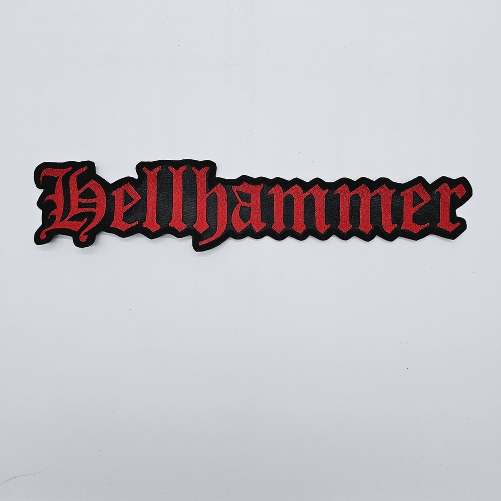 HELLHAMMER  Red  Logo Shaped EMBROIDERED BACK PATCH