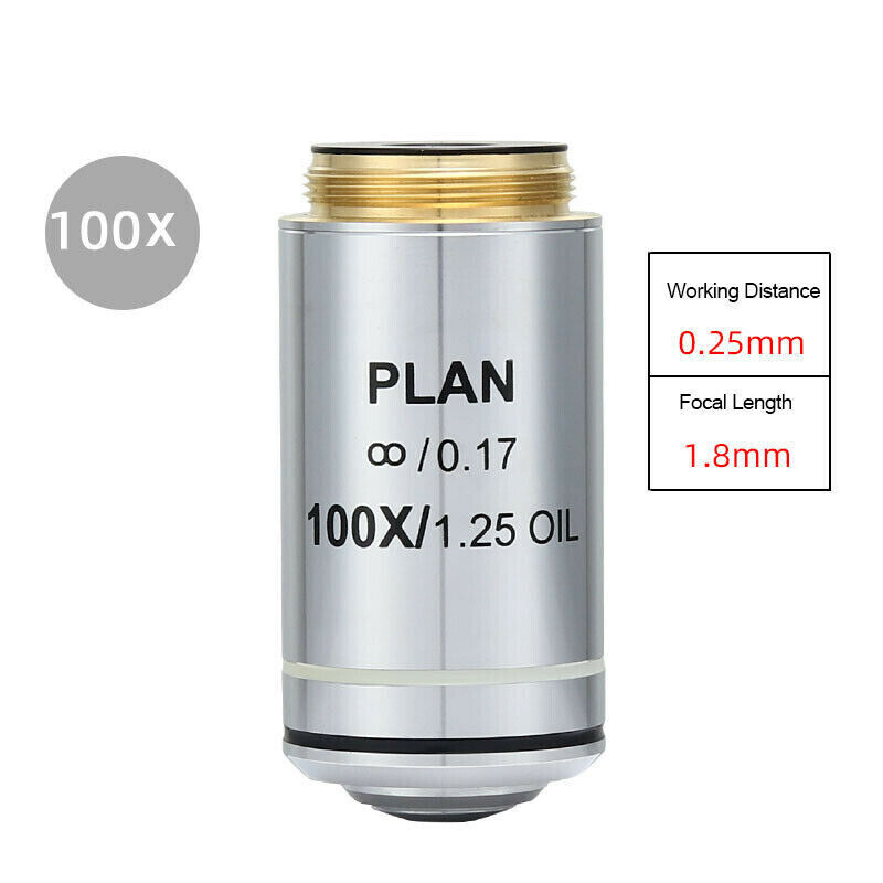 Infinity Plan Objective Lens 4X 10X 20X 40X 60X 100X for Olympus Microscope 1PC