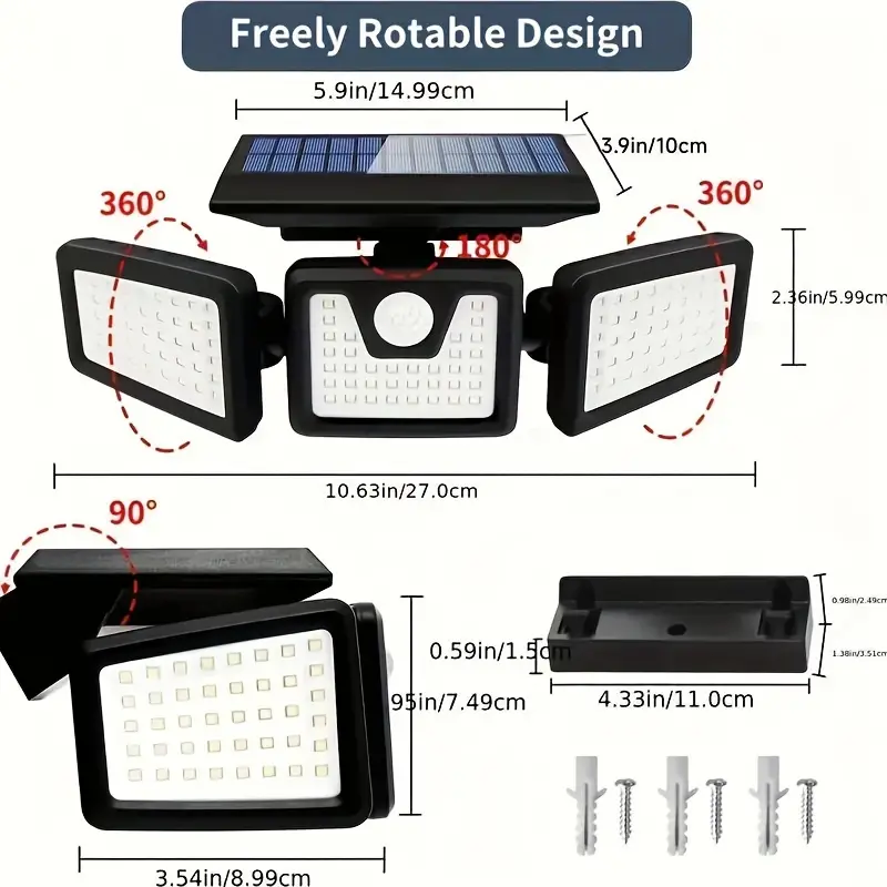 2 Pack LED Motion Sensor Solar Lights ,Outdoor IP65 Waterproof Security Lamp