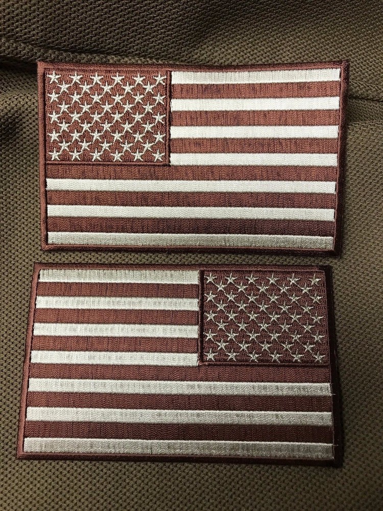Brown & Tan American Flag 3" x 5" Patch