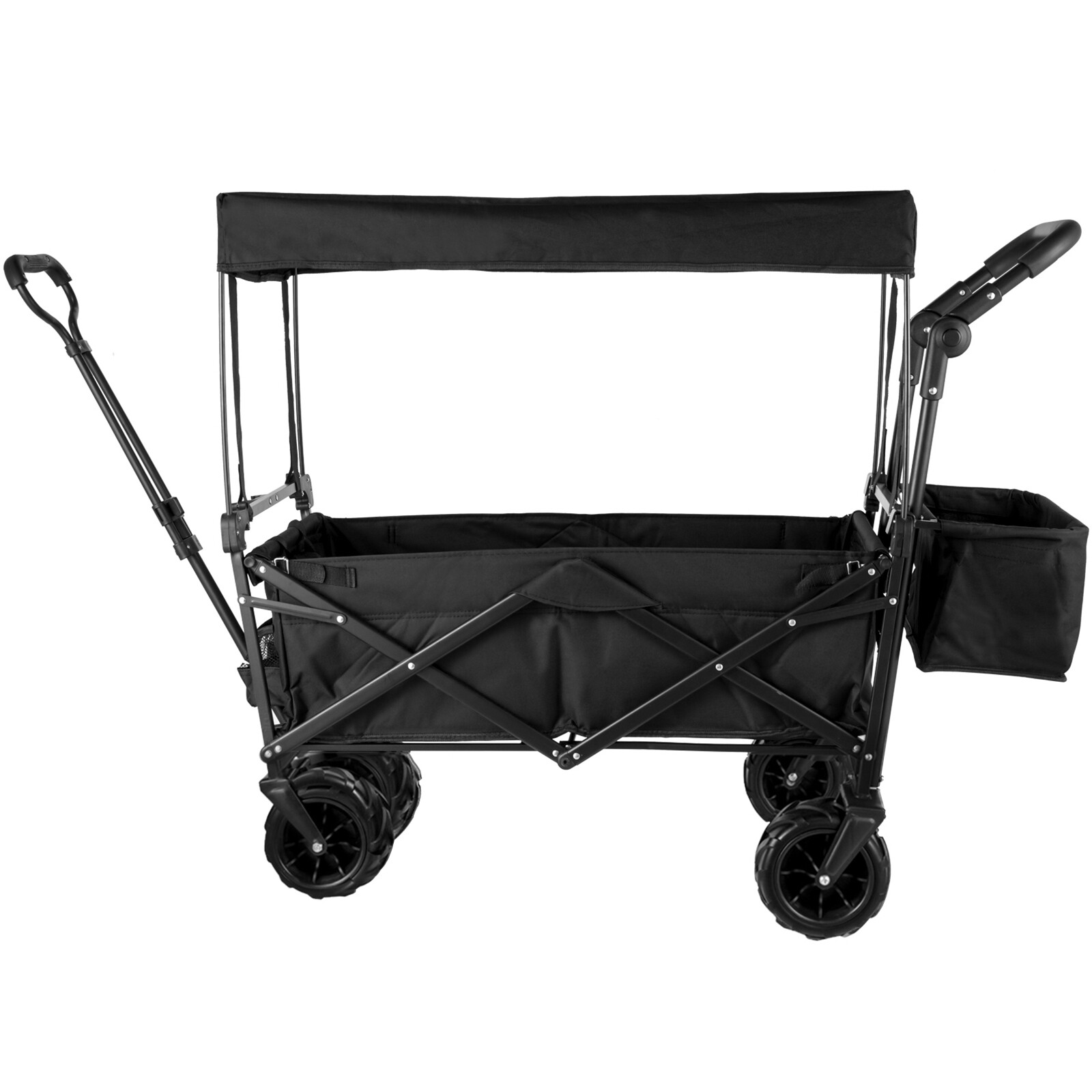 VEVOR Folding Wagon Cart Collapsible Garden Cart w/Canopy 220lbs Big Wheels