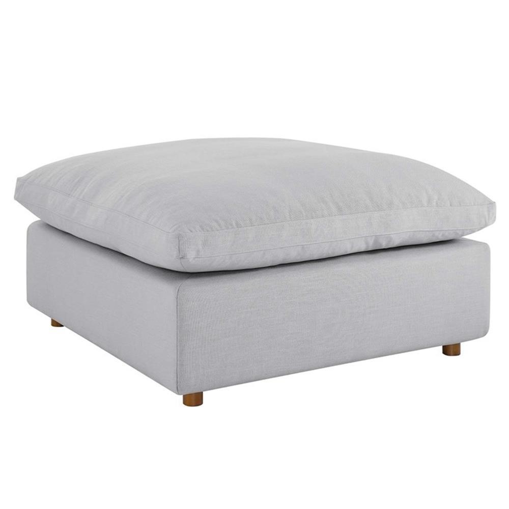 Modway Commix Modern Down Filled Overstuffed Fabric Ottoman in Light Gray