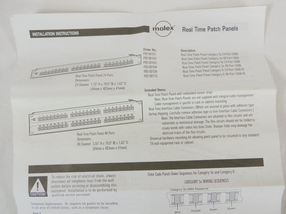 Molex Cat5e 24 Port Real Time Patch Panel PID-00103