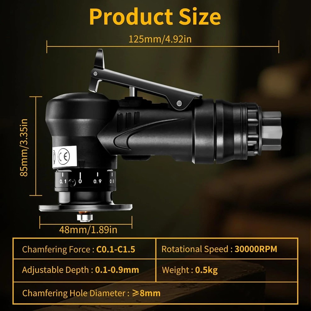 2 in 1 Pneumatic Chamfering Tool - Mini Air Chamfer Tool for C & R Deburring, 45