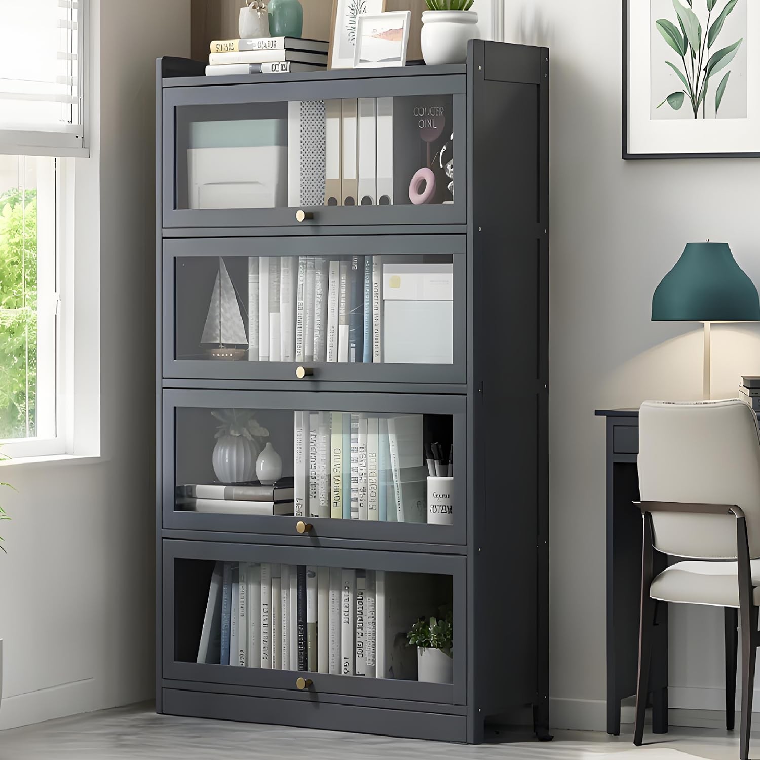 55 High 4 Tier Display Cabinet with Acrylic Doors for Collectibles