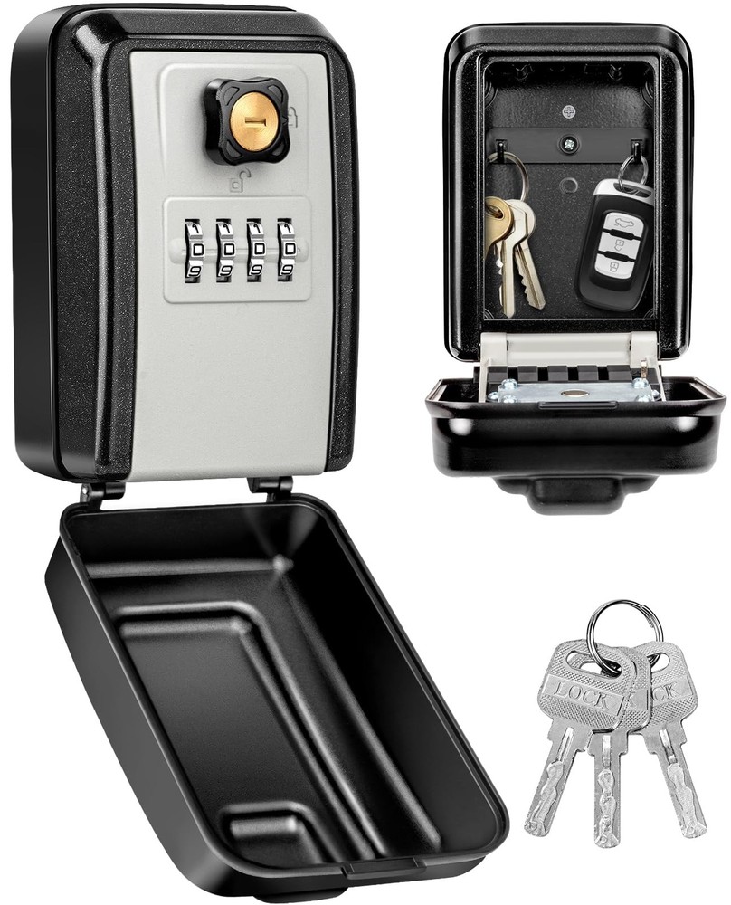 Wall Mount Key Lock Box, Waterproof Lock Box for Keys with Code -Resettable C...