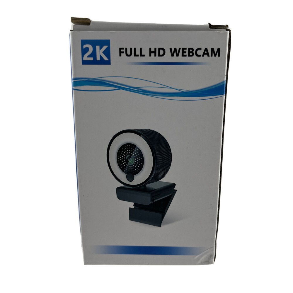 2K HD Webcam Built in Adjustable Ring Light and Microphone USB Widescreen