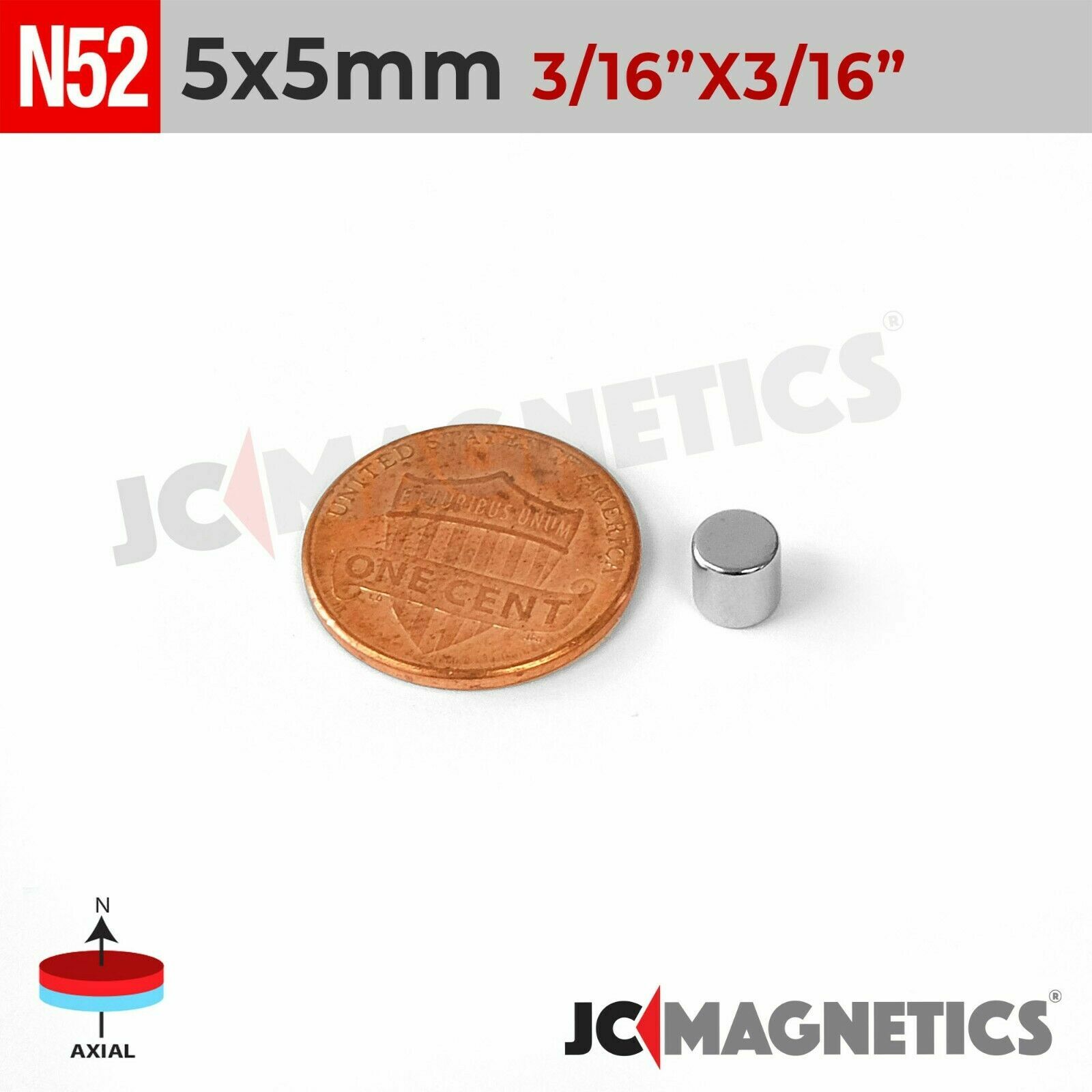 5mm x 5mm N52 Strong Cylinder Disc Rare Earth Neodymium Magnet 5x5mm