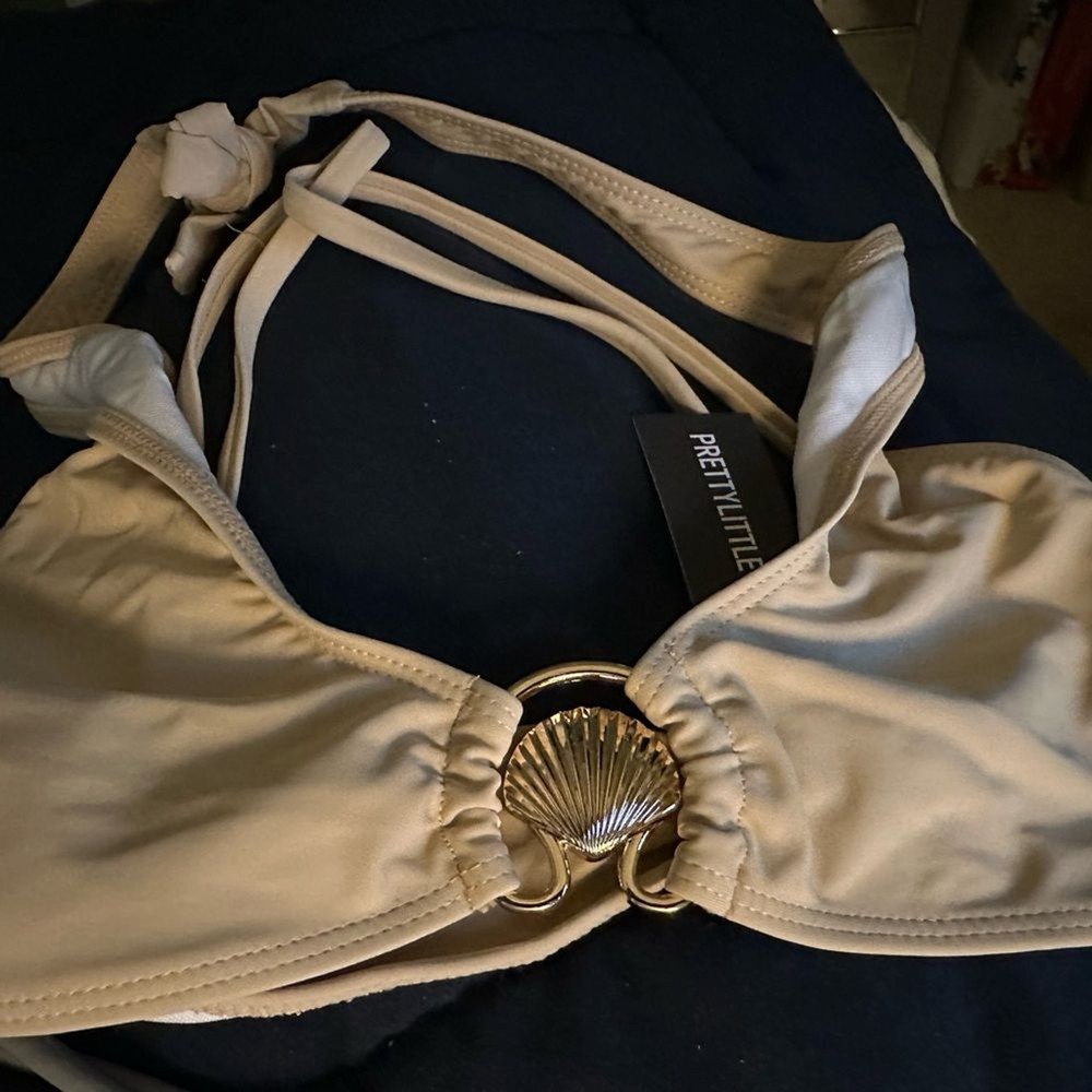 NWT Halter Bikini Top with Shell Detail