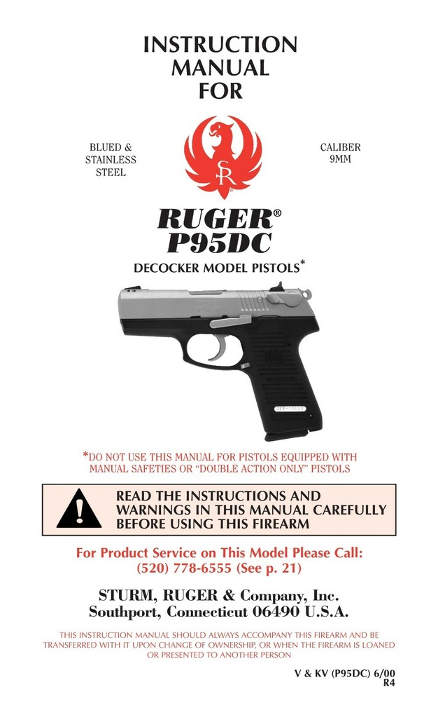 Ruger P95DC Pistol Owners Manual