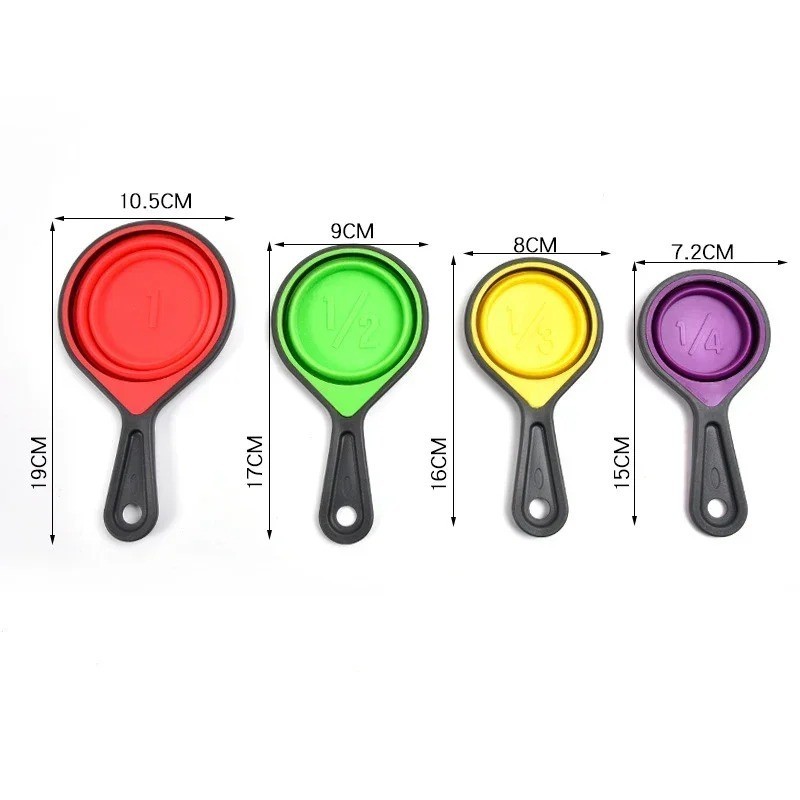Collapsible Measuring Cups & Spoons Set Foldable Silicone Kitchen