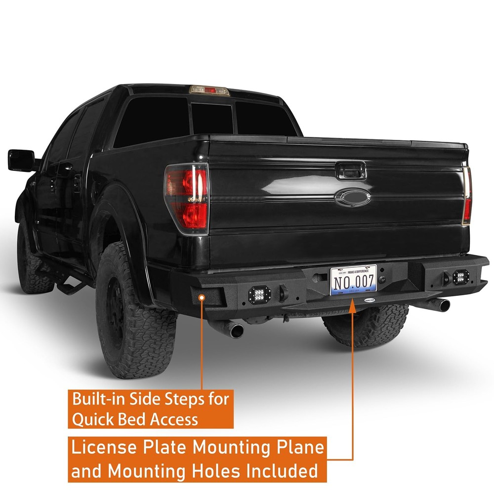 F150 Front Rear Bumper 2009-2014 Full Width Steel LED Lights D-ring Mounts