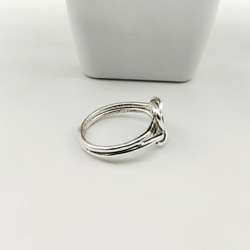 Solid 925 Sterling Silver Beautiful Double Knot Real Women's Ring