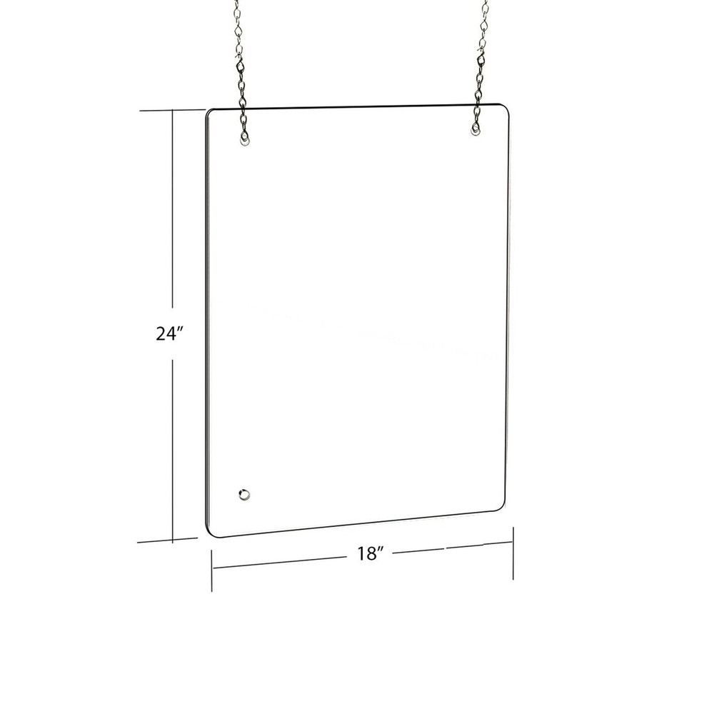 18” x 24” Hanging Adjustable Cashier Shield, Plexiglass Protective Panel, Splash