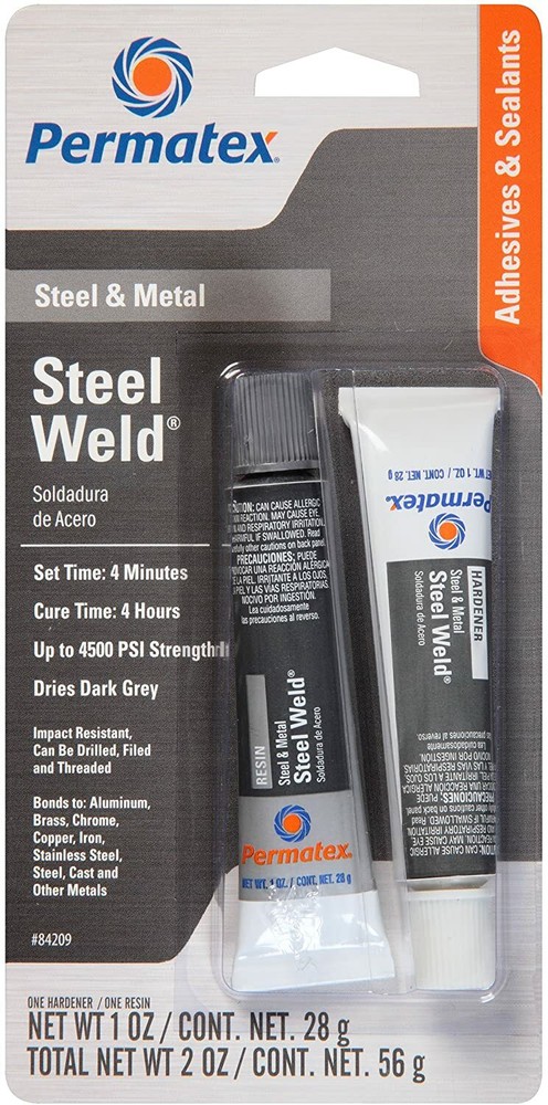 Permatex 84209 PermaPoxy 4 Minute Multi-Metal Epoxy, Two 1 oz. Tubes