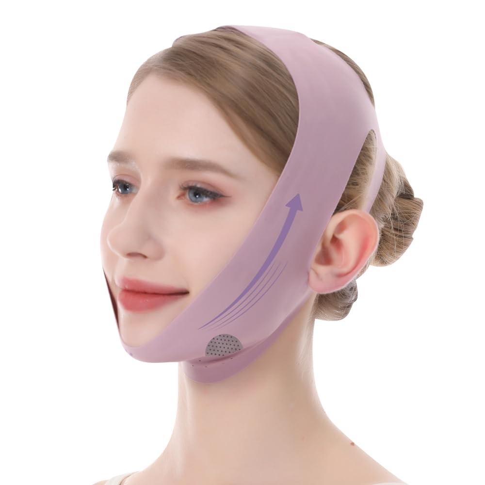 V Line Lifting Mask, Chin Strap for Sleeping, Reusable Double Medium, Pink