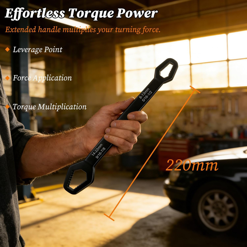 Universal Double Ended Wrench, Self-Adjusting Double Head Spanner Set, 14-22mm &