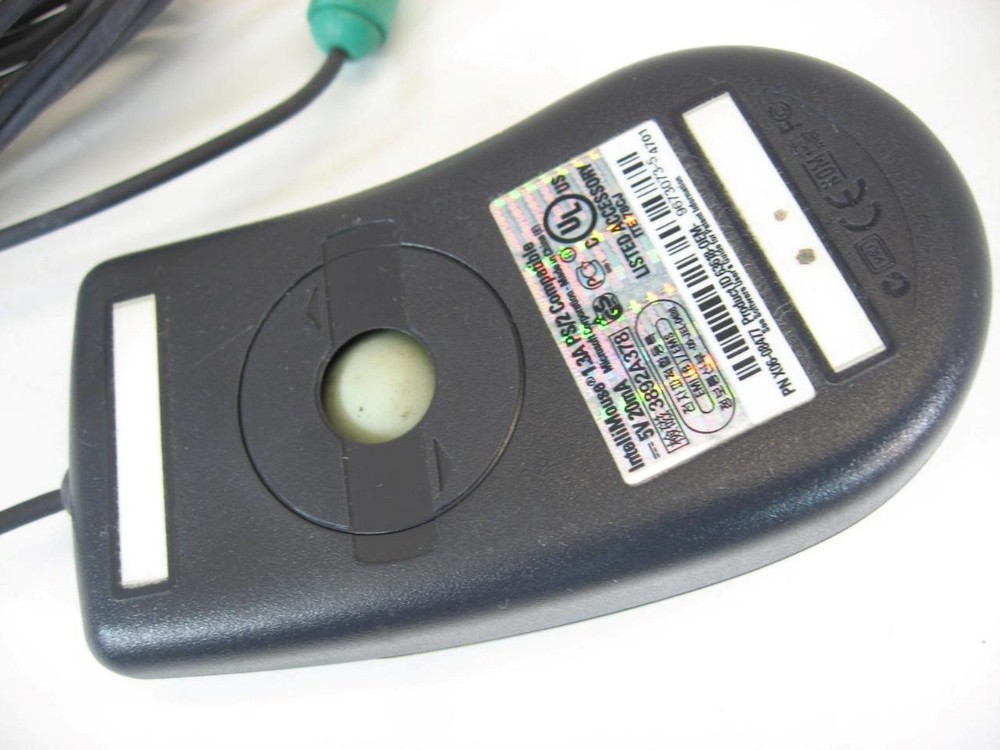 Microsoft PS/2 Dell Branded Black 2-Button Scroll Wheel Wired Ball Mouse Clean