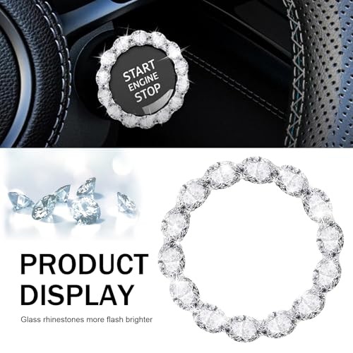 1 PC Crystal Push to Start Button Cover, Sparkling Car Engine Start White
