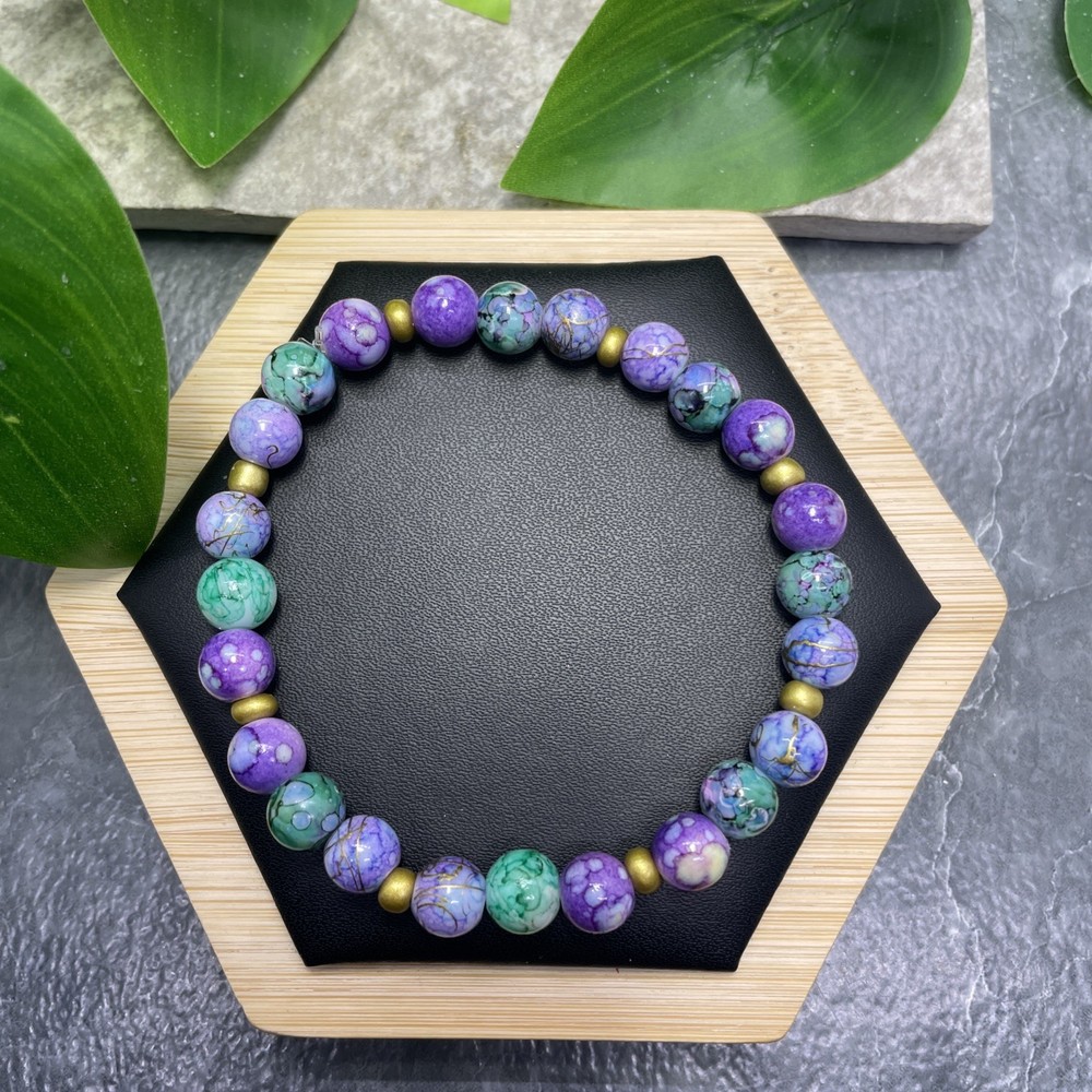 Handmade Bead Beaded Stackable 8” Plus Stretch Bracelet New Free Ship C1240